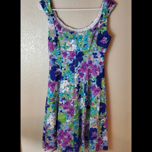 London Times Floral Sleeveless Boho Flare Dress - Picture 1 of 3